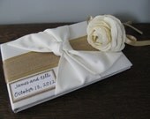 You Customize Wedding Guest Book and Guest Book Pen SET Shown Champagne Taupe Beige and Burlap with Personalized Tag