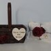Burlap Ring Bearer Pillow and Here Comes the Bride Flower Girl Basket Set with Chalkboard or Wood Tag You customize Colors and Flowers