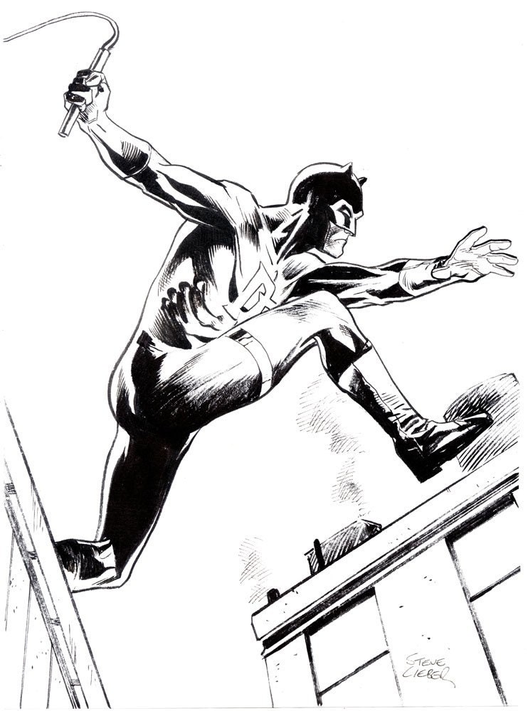Inked Daredevil sketch by Steve Lieber