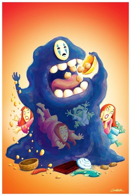 PRINT No Face from Miyazaki's "Spirited Away" by Colleen Coover