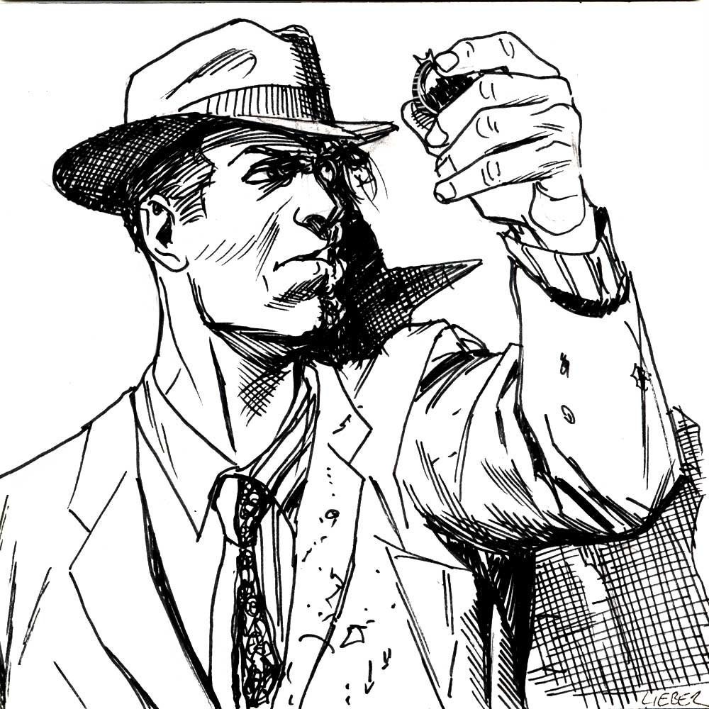 Two-Face 6 by 6 ink sketch by Steve Lieber