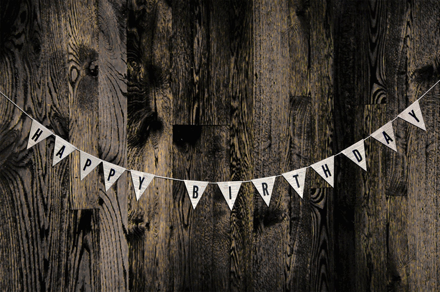 Happy Birthday Recycled Book Pages Banner