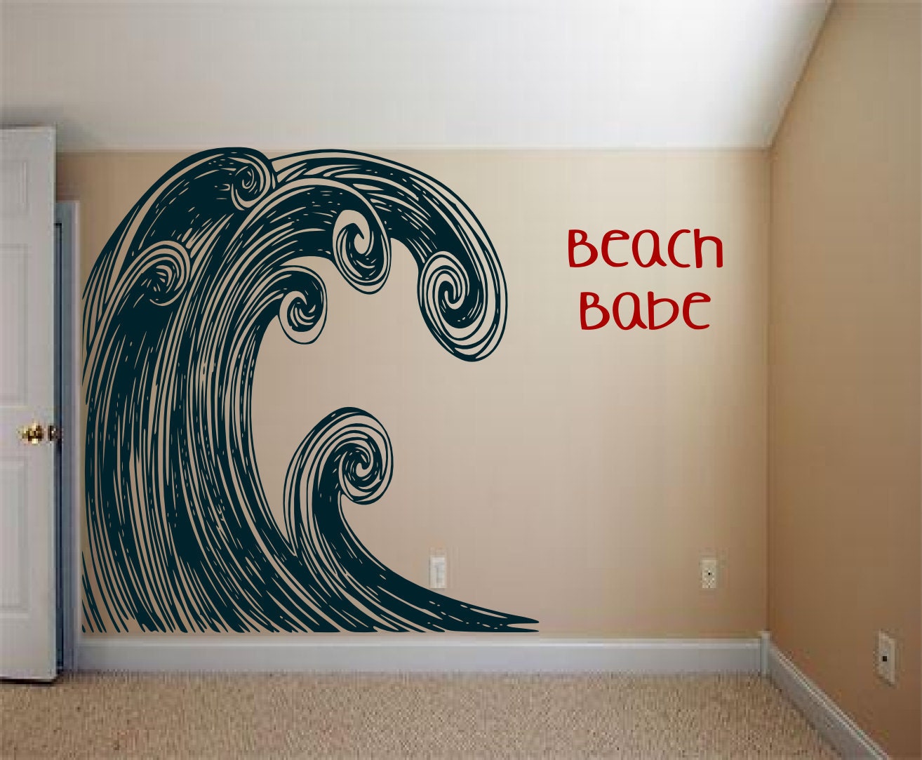 Huge Surf Ocean Wave Swirl Art - vintage inspired -- vinyl wall art decals graphic sticker by 3rdaveshore