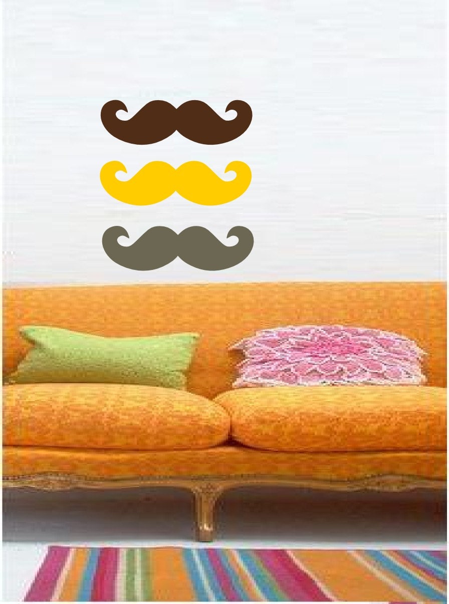 Multicolored Mustaches For You or to Share - BFF - Vinyl art decals stickers by 3rdaveshore