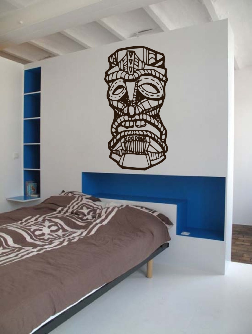 Hawaiian Tiki Dude with unique vintage look - very detailed- vinyl wall art decals graphic sticker by 3rdaveshore