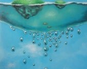 Ocean in the Sky - original surreal painting - acrylic on canvas sheet