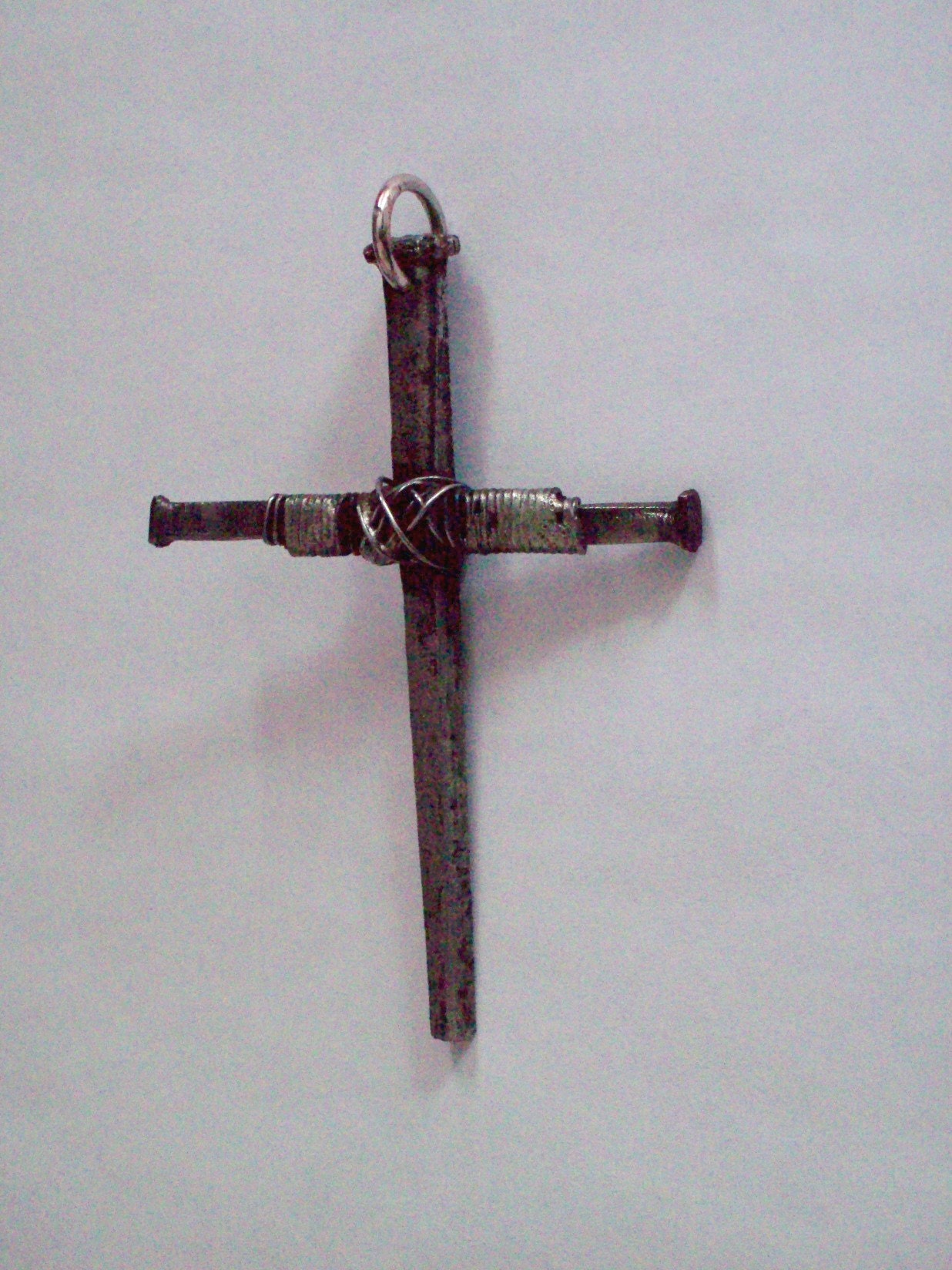 LARGE CROSS MADE FROM ANTIQUE WROUGHT IRON NAILS by fly2catch