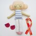 Kylie cloth doll rag doll one of a kind doll strawberry blonde stripes girl gift eco friendly