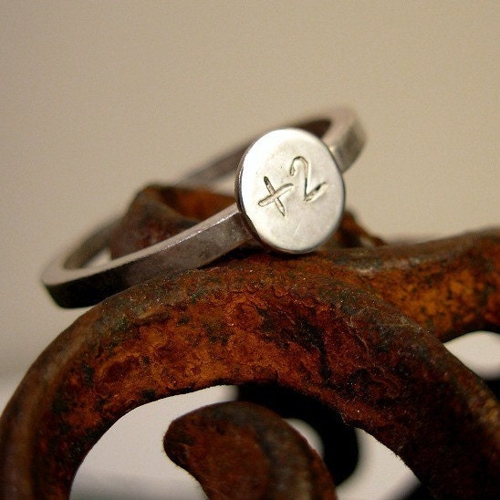Plus 2 Ring, Sterling Silver, Stamped, Initial, Stacking, Made to Order