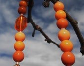 Incredibly Bright Orange Seventies Beaded Necklace