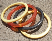 Bakelite Extravaganza Spacer Bangles Custard Jet Lemon and Tangerine
