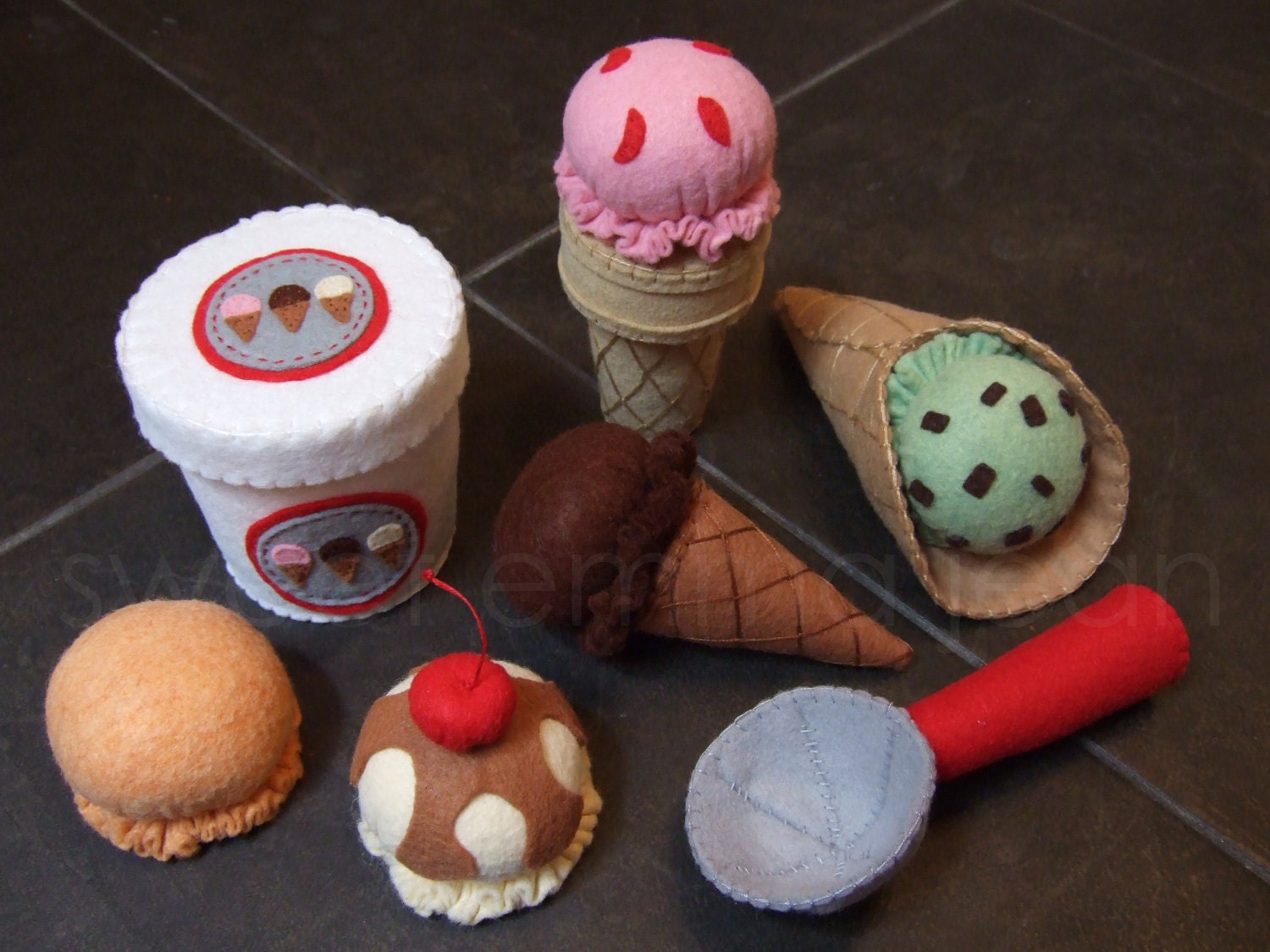 Felt Play Food Pattern - Ice Cream Set PDF - DIY Felt Food