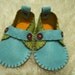 Blue and Green Loafers - Felt Baby Shoes - Can Be Personalized