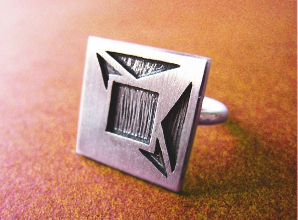 FACETED PRINCESS (Square) RING - 199 Carat Series - Sterling Silver - Handcrafted by Gemagenta - Diamond, Modern, Jewelry Set, Contemporary