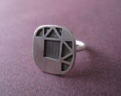 FACETED CUSHION RING - 199 Carat Series - Sterling Silver - Handcrafted by Gemagenta - Fake diamond ring, modern, edgy, fun, geometric