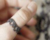 LINGERIE RING 006 - Sterling Silver - Metalwork by Gemagenta - Black or White, Lace, Modern, Sexy, Curvy, Designer Jewelry