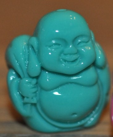 Set of 2 Turquoise Traveling Buddha Beads for Earrings Pendants Charms Retro Bohemian 21mm