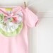 Pink Ruffle Onesie- Pastels on White Vintage Floral-  6m 12m 18m- Baby Shower Gift- Children Spring Fashion- Ecofriendly