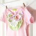 Pink Ruffle Onesie- Pastels on White Vintage Floral-  6m 12m 18m- Baby Shower Gift- Children Spring Fashion- Ecofriendly