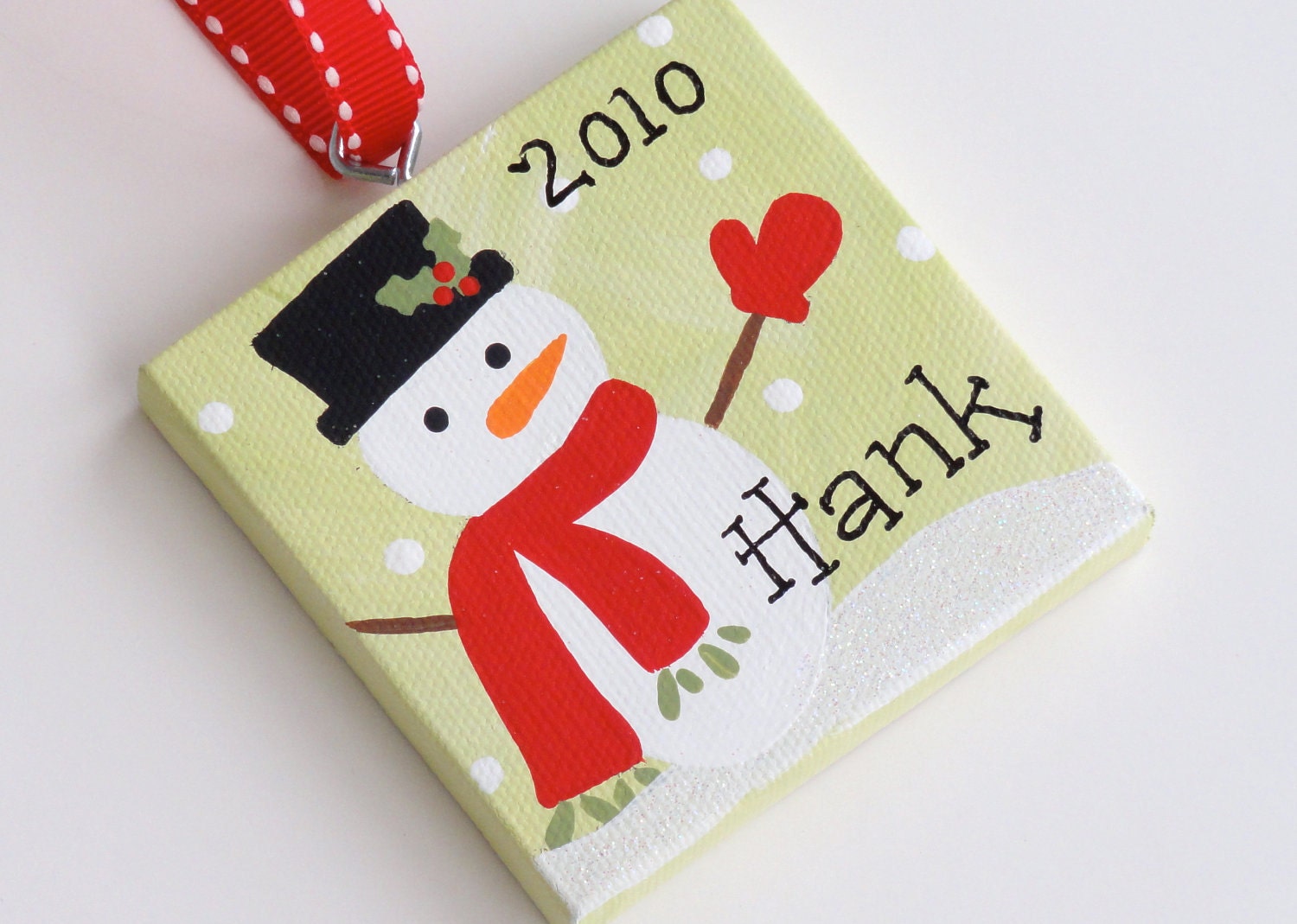 3x3 Canvas Christmas Ornament  - Personalized