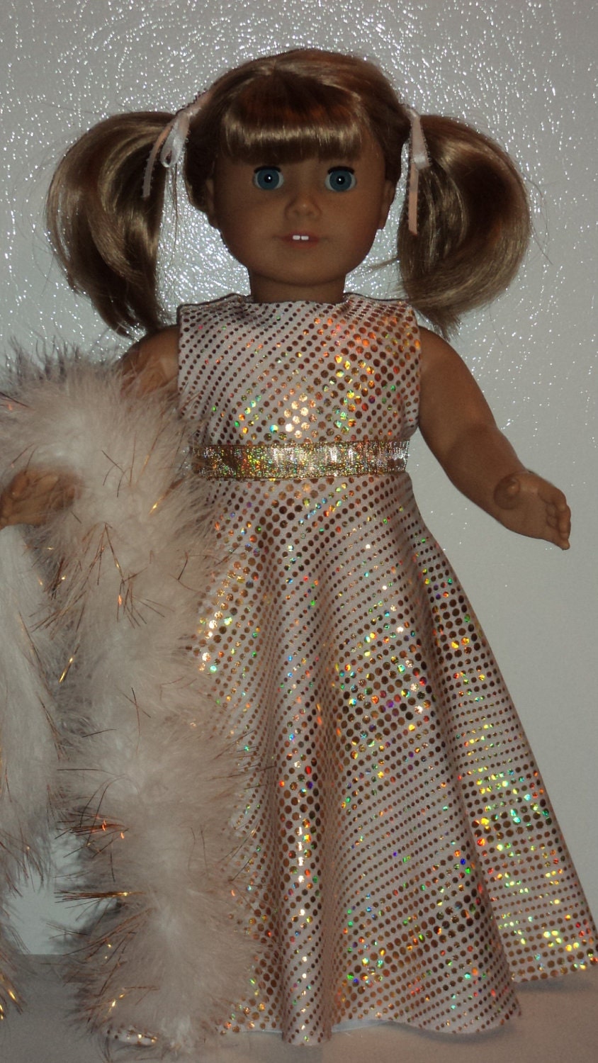 American Girl doll clothes - WhiteGold Gown and Boa