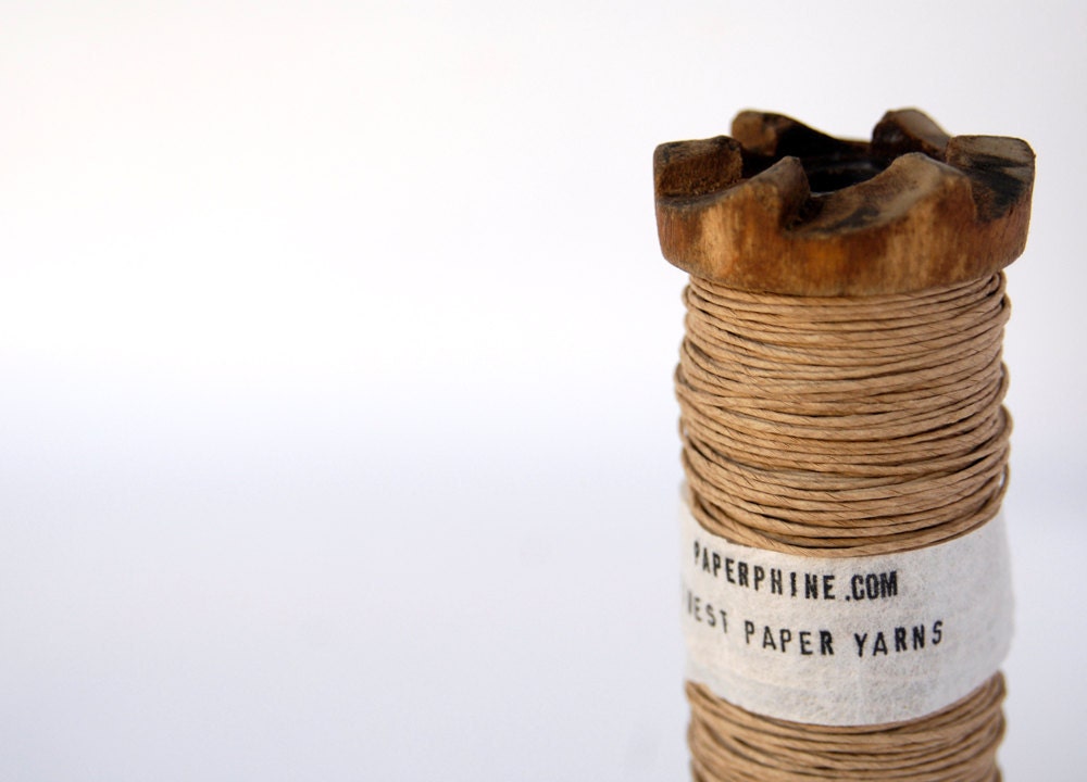 Natural Paper Twine on a Small Old Wooden Bobbin