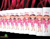 Personalized bridesmaids gifts bags hot pink kimono spa girl birthday or bridal shower party give away favors