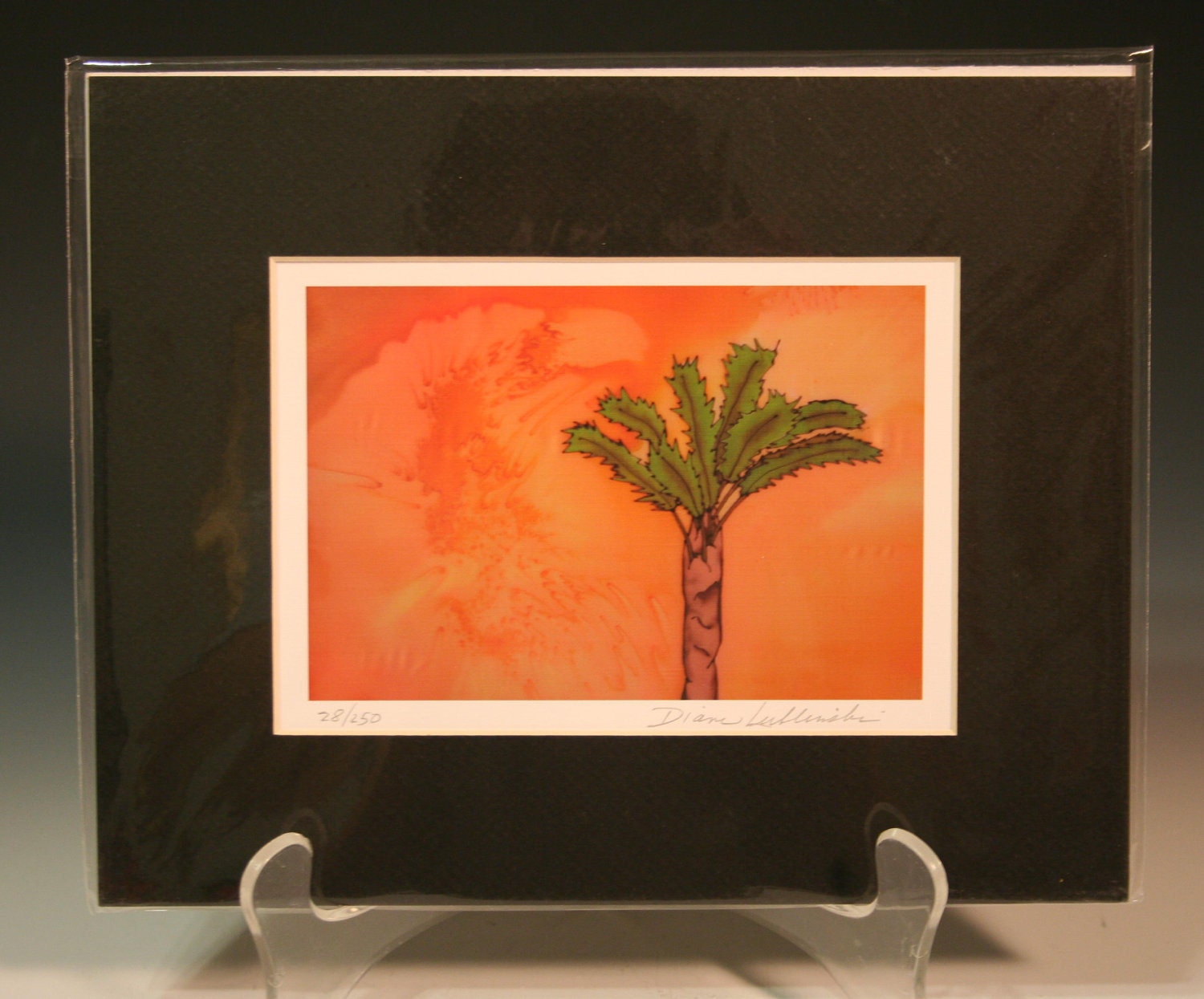 Colorful Tropical Palm Tree Giclee 8x10 black or white Matted Art signed and numbered in a Limited Edition