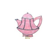 Teapot Nightlight Stained Glass Pink Night Light Handmade OOAK
