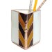 Pencil Holder Stained Glass Arrow Pumpkin Orange Brown Beige Southwestern Feather Geometric Handmade OOAK