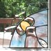 RESERVED for debraolson3 - Valance Stained Glass Window Corners PAIR Victorian Blue Purple Bevels White Panel Handmade OOAK