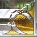 PAIR Stained Glass Window Corners Window Valance Amber Yellow Bevels White Panel Handmade OOAK