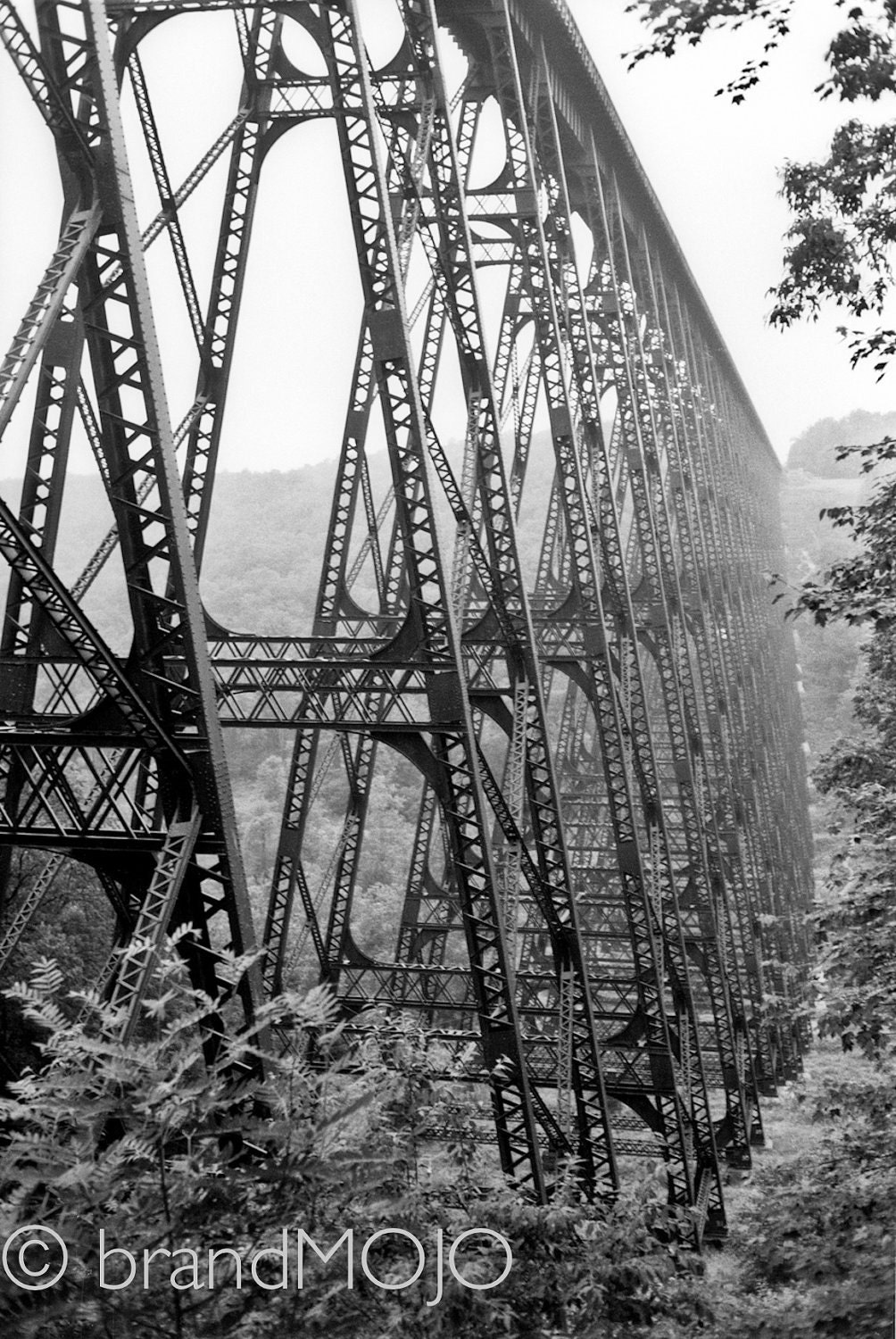 Steel bridge Photograph perspective linear tallest railroad blown away tornado Without words, The Kinzua Viaduct 11x17 fine art photography