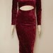90s Vintage Red Crushed Velvet Cut Out Maxi Dress