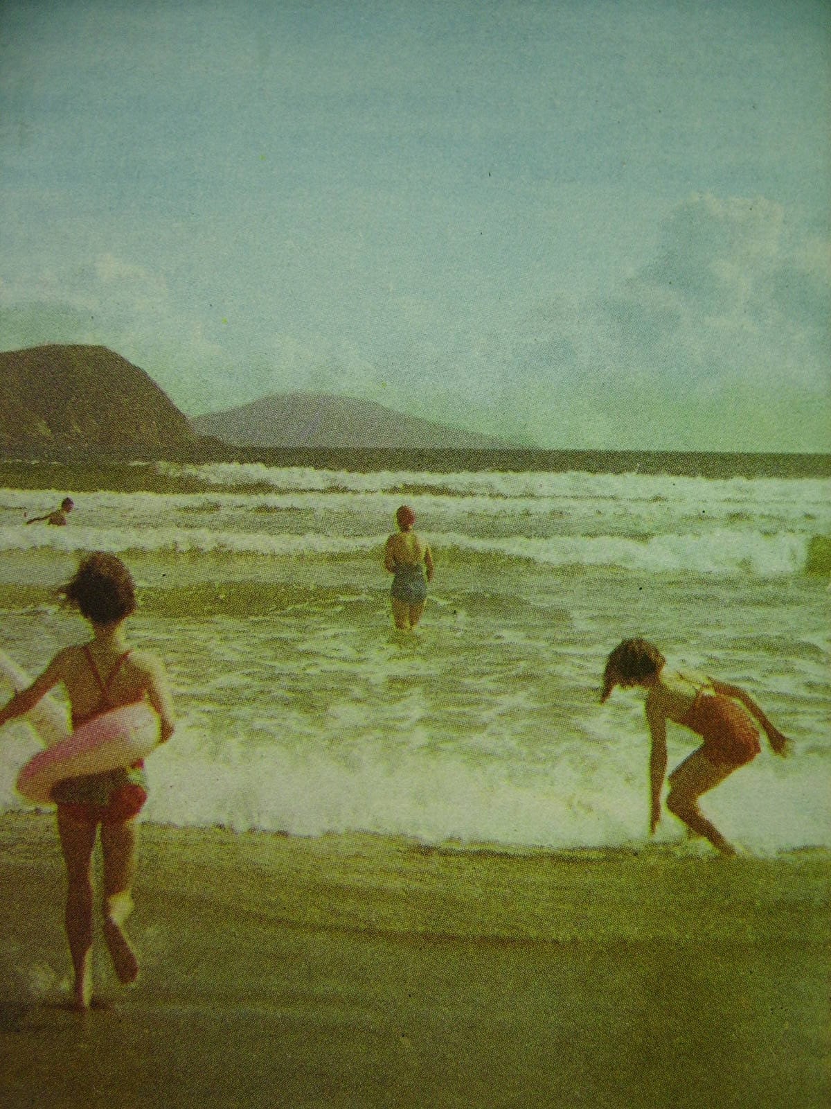 Vintage Postcard - Children at the Beach