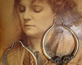 Sterling Silver Large Double Headed Ram Hoop Earrings with Antique Finish