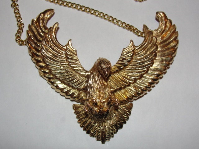 Eagle Necklace White Brass Plated in 14 kt Gold