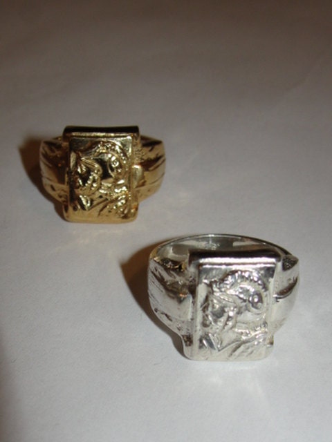 Sterling Silver Small Rectangular Perseus Cameo Pinky Ring