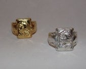 14 kt Gold Vermeil over Sterling Silver Small Rectangular Perseus Cameo Pinky Ring
