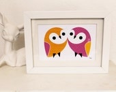 Mini Print - Owl Pair (pink)