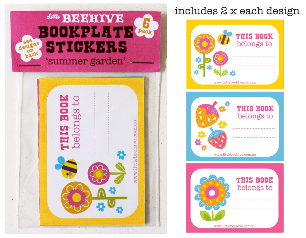 Bookplate Stickers 6 Pack - 'Summer Garden'