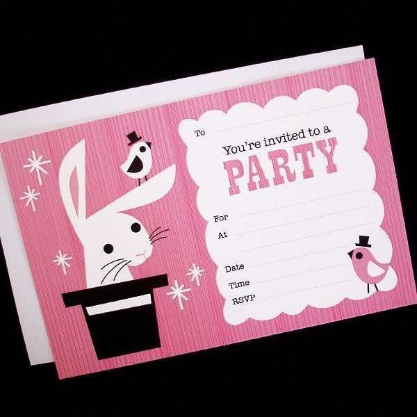 Magic Bunny Party invitations 8pk