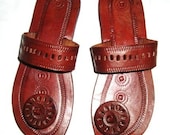 Panelled Circle Post Leather Sandals-Handmade Sandals , Indian Leather Sandals, Flip Flops, Ladies, Mens, Custom made - ALL SIZES