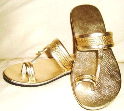 Inspired Leather Sandals GOLD -Handmade Sandals , Indian Sandals ...