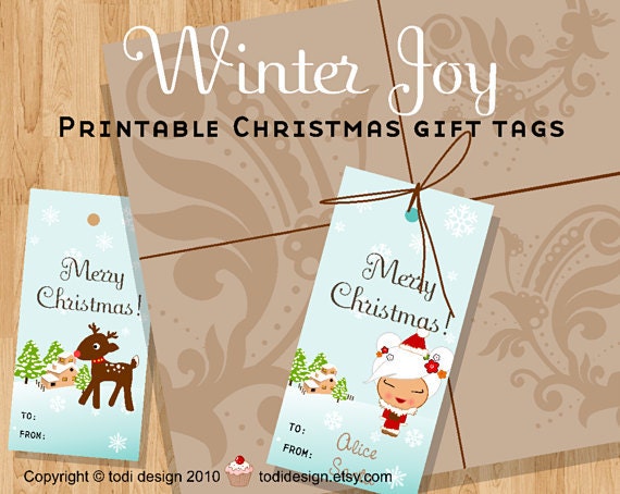 Printable Gift Tags - Winter Joy INSTANT DOWNLOAD Il_570xn