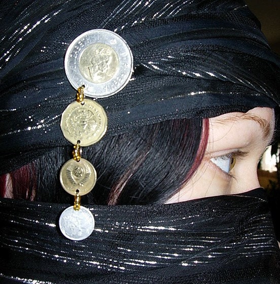 Bellydance brooch in fancy four coin style.