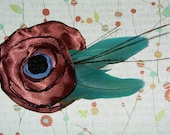 Tirquoise and chocolate hair flower
