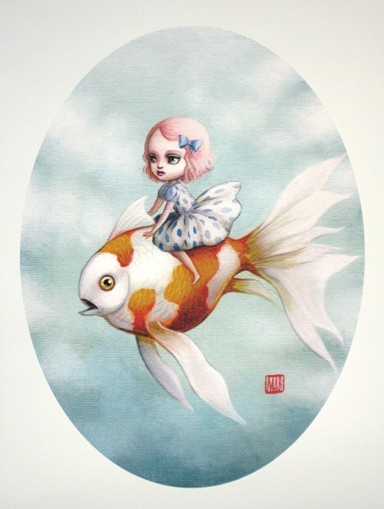 LAST ONE - Abbi and the Goldfish - Limited Edition signed and numbered 8x10 Fine Art Print -unframed