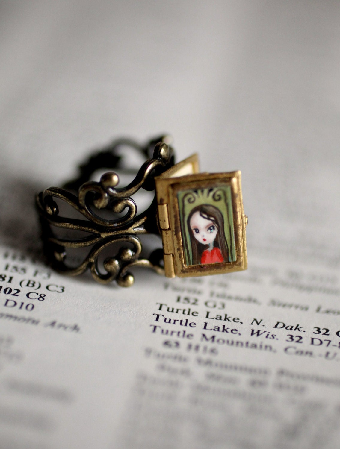 The Grimm's Fairy Tales - Fairy Tale book locket ring - original locket by Mab Graves