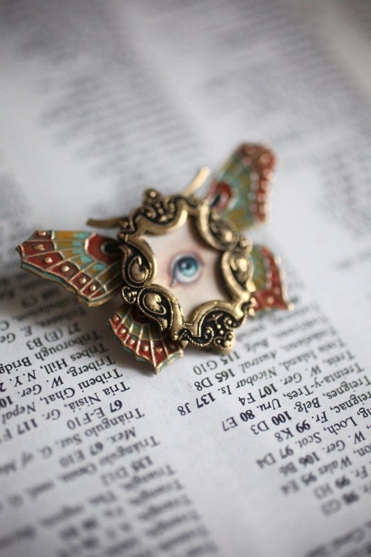 Eye Candy of the Moth fly brooch - by Mab Graves